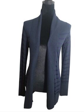 Banana Republuc open frontl long sleeve navy striped cardigan women's size XS